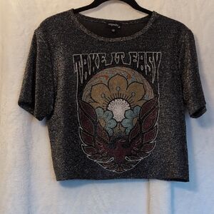 Glittery Graphic Crop Top